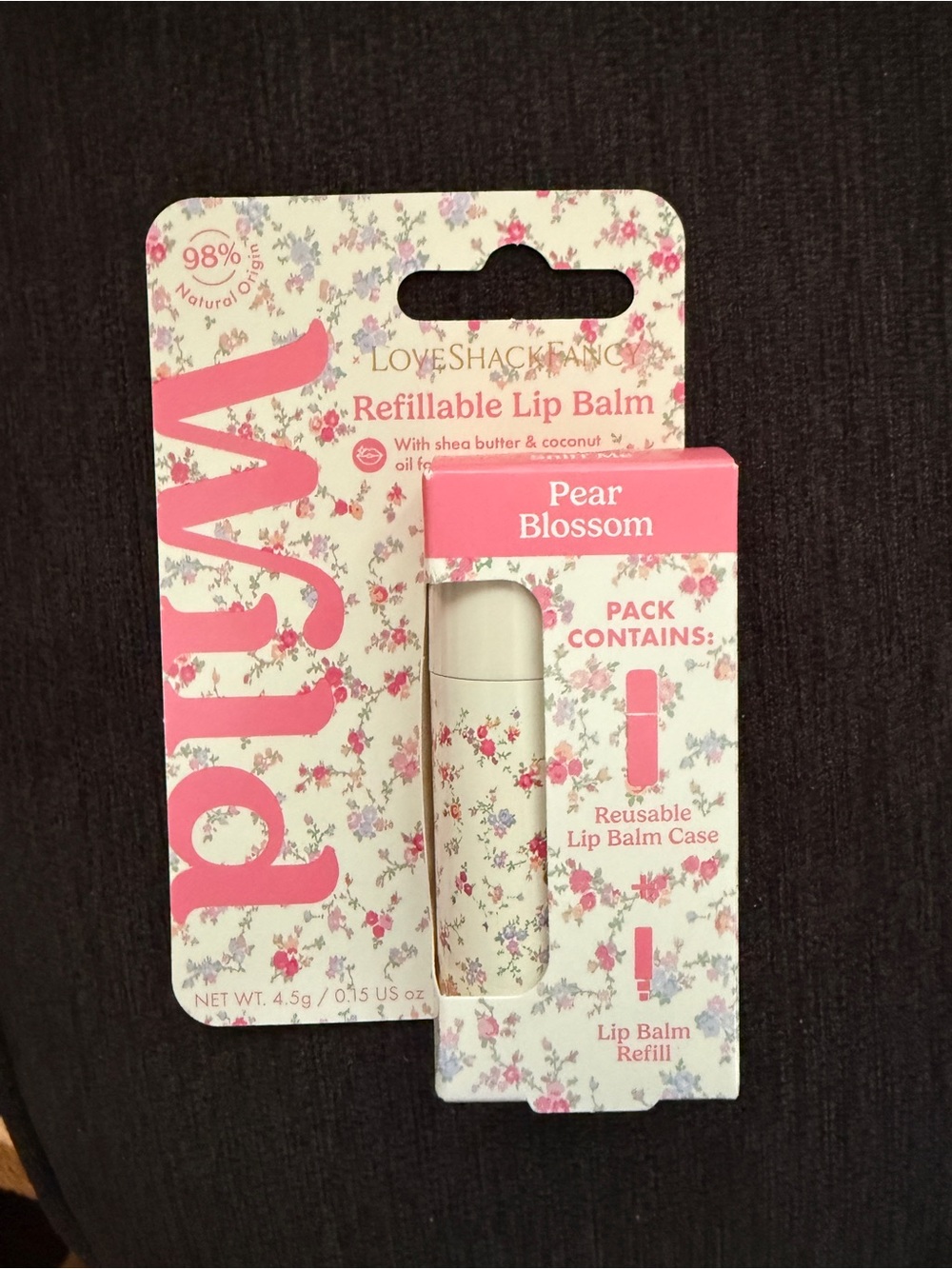 LoveShackFancy Pear Blossom Refillable Lip Balm - Pink Floral Case